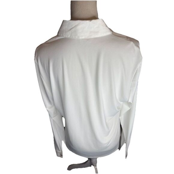 Karl Lagerfield Mixed Material Button Up Blouse Pleated Front Womens Size Small - Picture 5 of 9